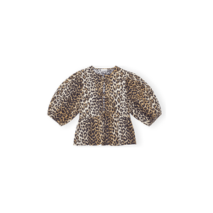 Leopard Cotton Poplin Peplum Blouse