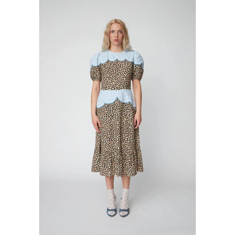 Leopard Midi Dress Embroidery