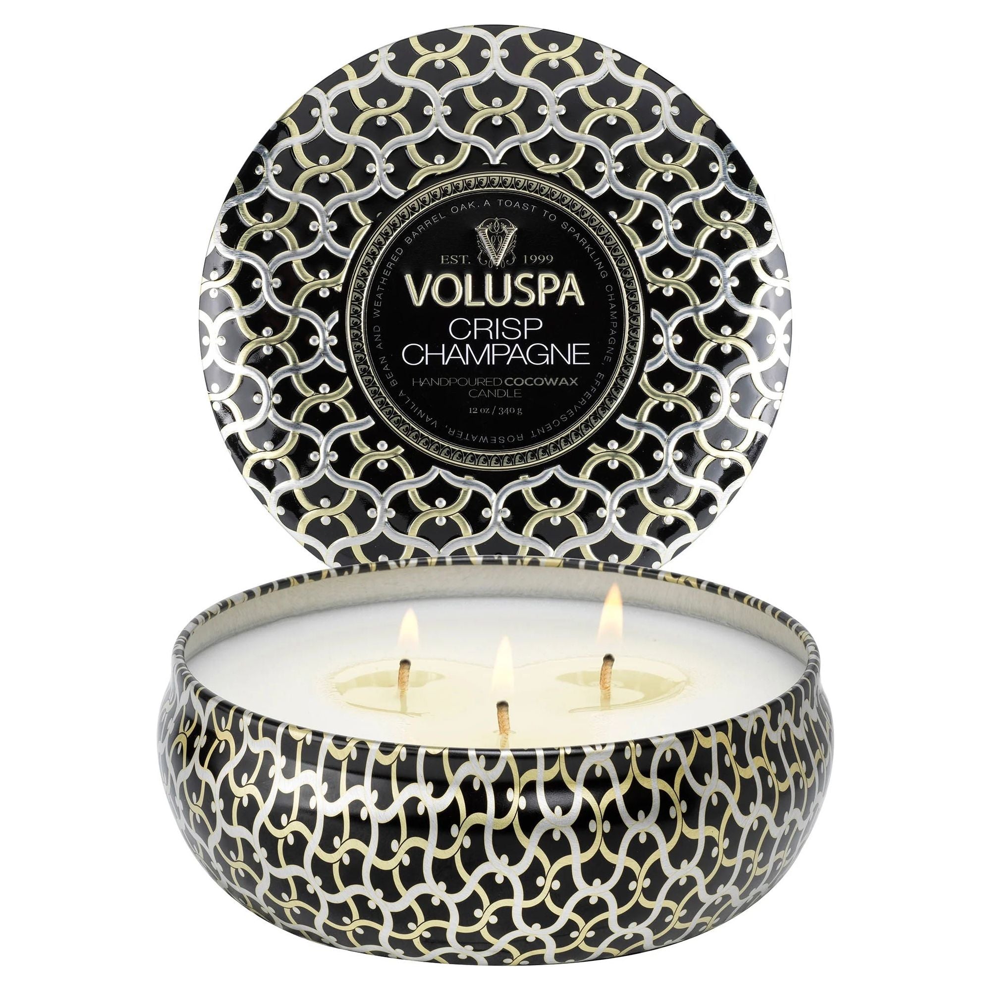 3 Wick Tin Candle - Crisp Champagne 340G