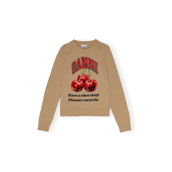 Graphic Wool Mix Cherry Crewneck