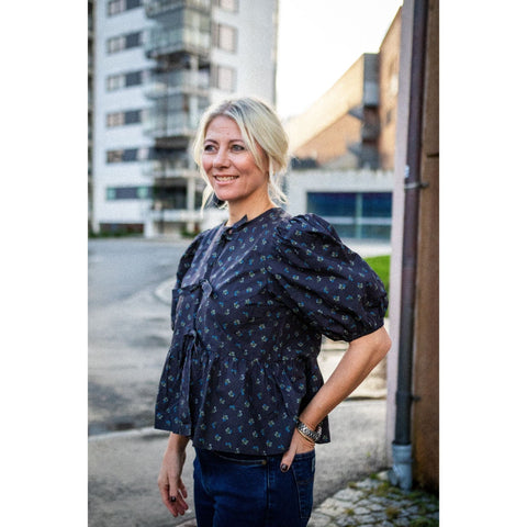 Printed Cotton Peplum Blouse